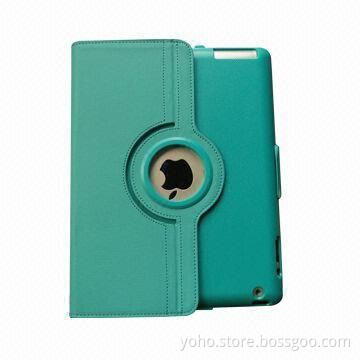 360 Degrees Rotating Leather Case for New iPad and Magnetic Inside with PU Leather/Rubber